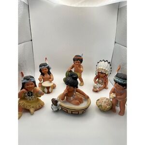 Vintage 1985 Gregory Perillo Sagebrush Kids Figurines Native American Set of 6